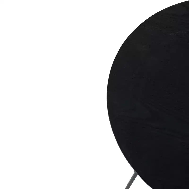 Table d'appoint ronde LeisureMod Rossmore en placage de bois - Cadre en acier noir