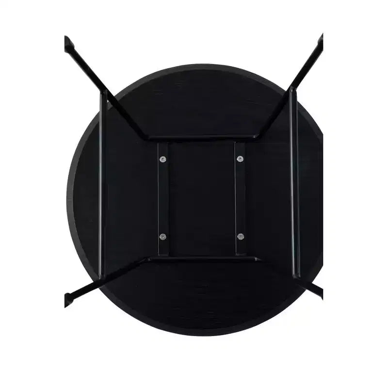 Table d'appoint ronde LeisureMod Rossmore en placage de bois - Cadre en acier noir