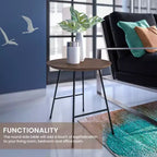 Table d'appoint ronde LeisureMod Rossmore en placage de bois - Cadre en acier noir