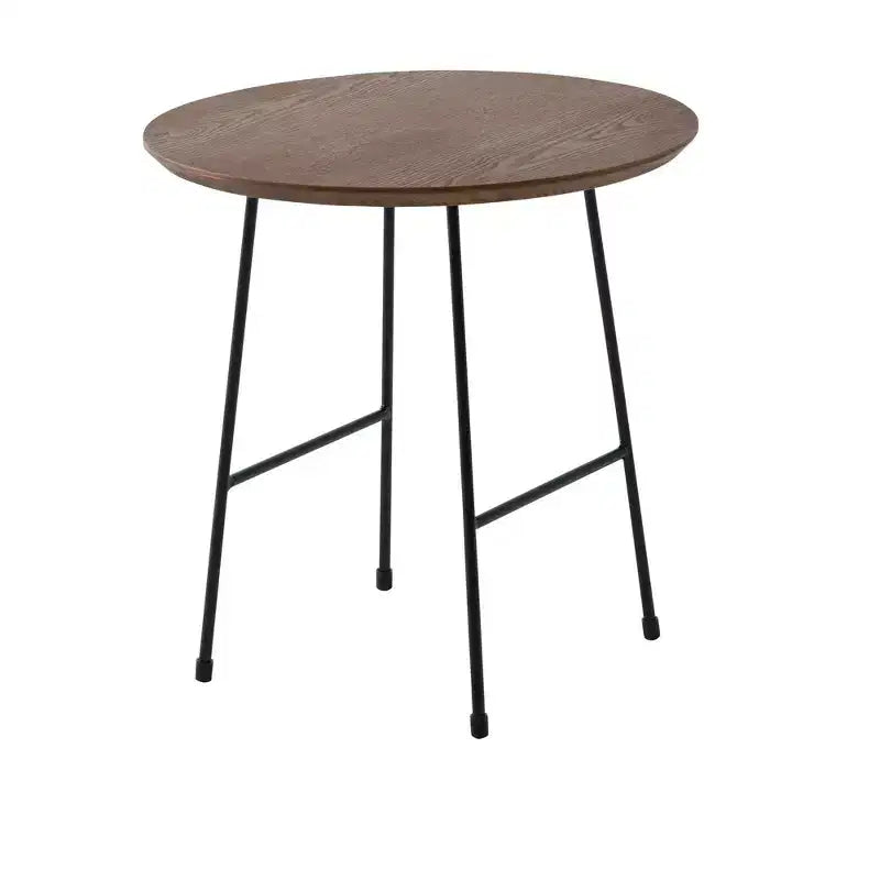 Table d'appoint ronde LeisureMod Rossmore en placage de bois - Cadre en acier noir