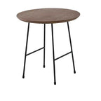 Table d'appoint ronde LeisureMod Rossmore en placage de bois - Cadre en acier noir