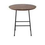 Table d'appoint ronde LeisureMod Rossmore en placage de bois - Cadre en acier noir
