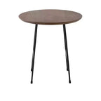 Table d'appoint ronde LeisureMod Rossmore en placage de bois - Cadre en acier noir