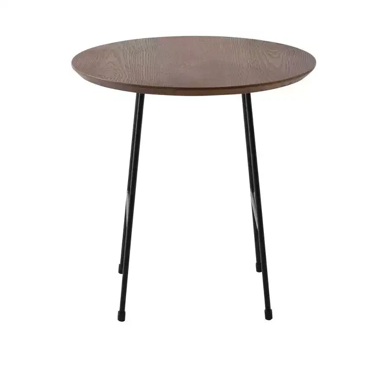 Table d'appoint ronde LeisureMod Rossmore en placage de bois - Cadre en acier noir