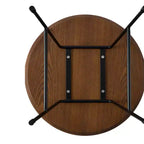 Table d'appoint ronde LeisureMod Rossmore en placage de bois - Cadre en acier noir