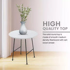 Table d'appoint ronde LeisureMod Rossmore en placage de bois - Cadre en acier noir