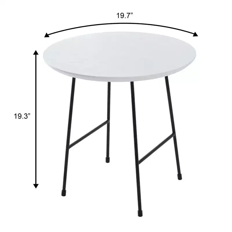 Table d'appoint ronde LeisureMod Rossmore en placage de bois - Cadre en acier noir