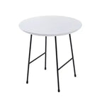 Table d'appoint ronde LeisureMod Rossmore en placage de bois - Cadre en acier noir