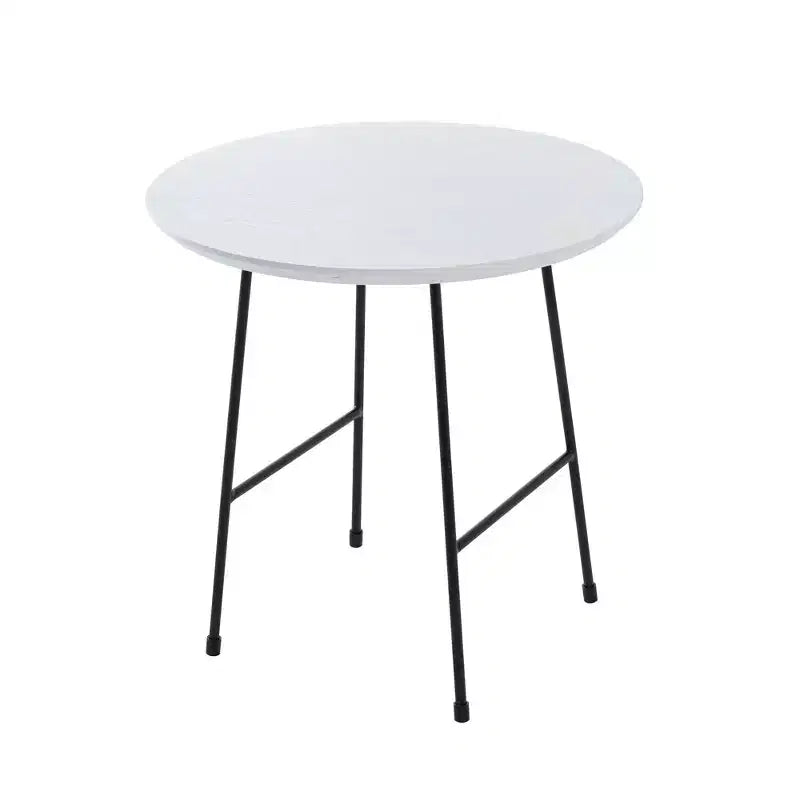 Table d'appoint ronde LeisureMod Rossmore en placage de bois - Cadre en acier noir