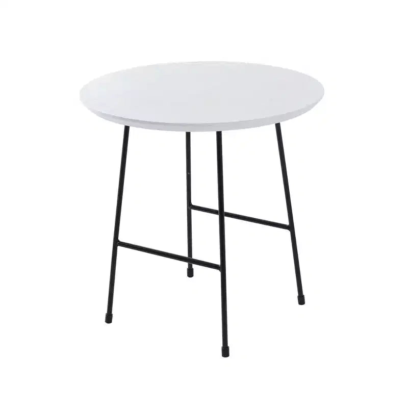 Table d'appoint ronde LeisureMod Rossmore en placage de bois - Cadre en acier noir