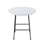 Table d'appoint ronde LeisureMod Rossmore en placage de bois - Cadre en acier noir