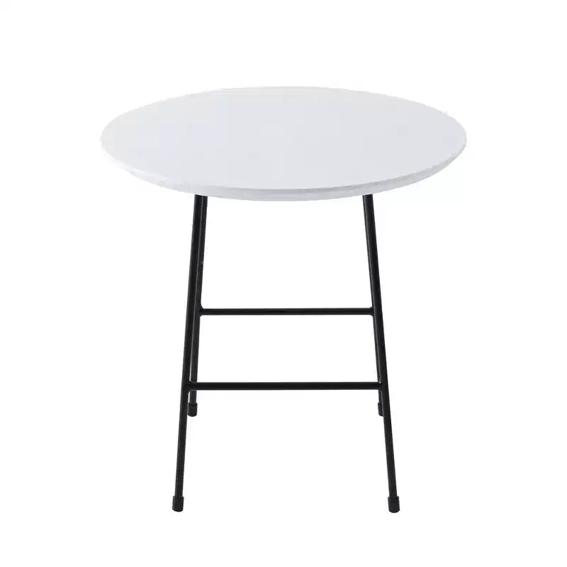 Table d'appoint ronde LeisureMod Rossmore en placage de bois - Cadre en acier noir