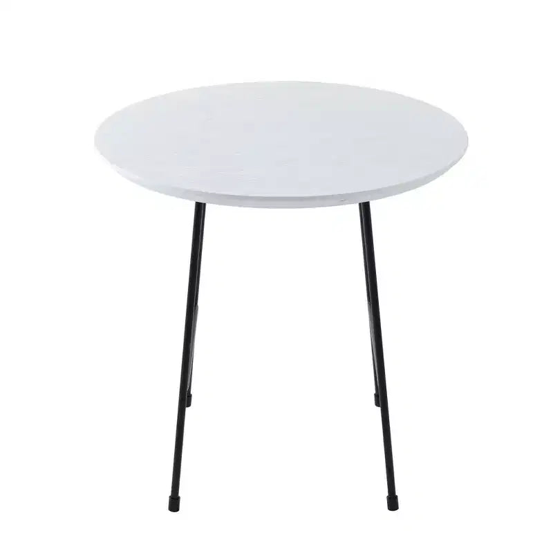Table d'appoint ronde LeisureMod Rossmore en placage de bois - Cadre en acier noir