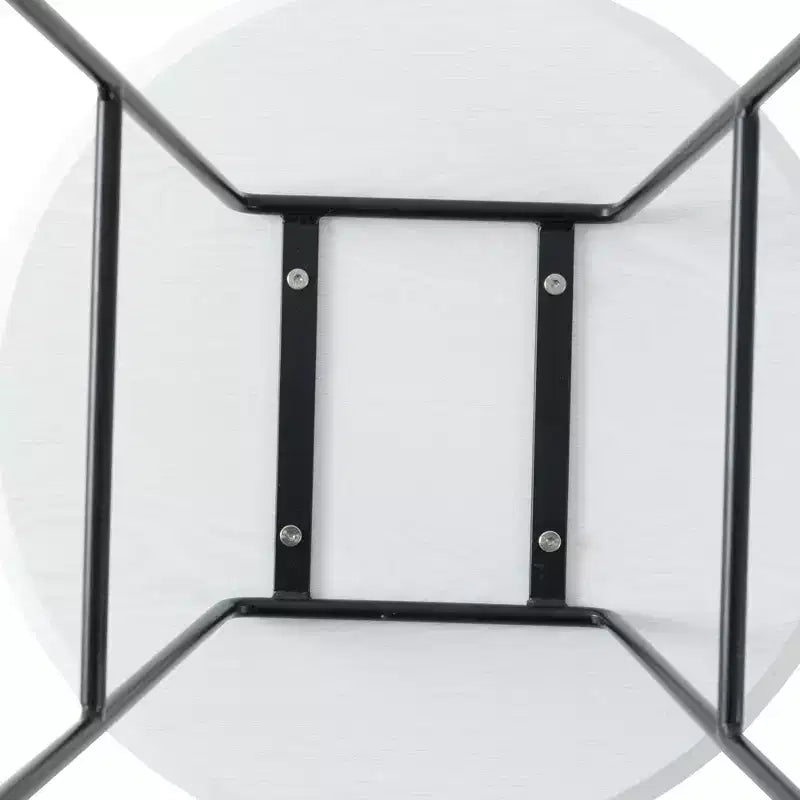 Table d'appoint ronde LeisureMod Rossmore en placage de bois - Cadre en acier noir