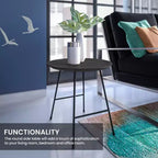 Table d'appoint ronde LeisureMod Rossmore en placage de bois - Cadre en acier noir