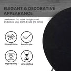 Table d'appoint ronde LeisureMod Rossmore en placage de bois - Cadre en acier noir