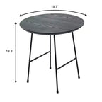Table d'appoint ronde LeisureMod Rossmore en placage de bois - Cadre en acier noir