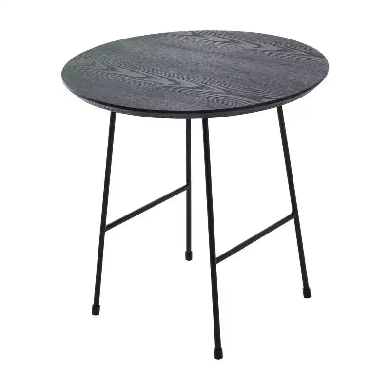 Table d'appoint ronde LeisureMod Rossmore en placage de bois - Cadre en acier noir