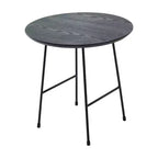 Table d'appoint ronde LeisureMod Rossmore en placage de bois - Cadre en acier noir