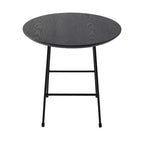 Table d'appoint ronde LeisureMod Rossmore en placage de bois - Cadre en acier noir