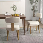 Costway Lot de 2/4 chaises de salle à manger sans accoudoirs avec dossiers incurvés et coussins d'assise rembourrés Beige