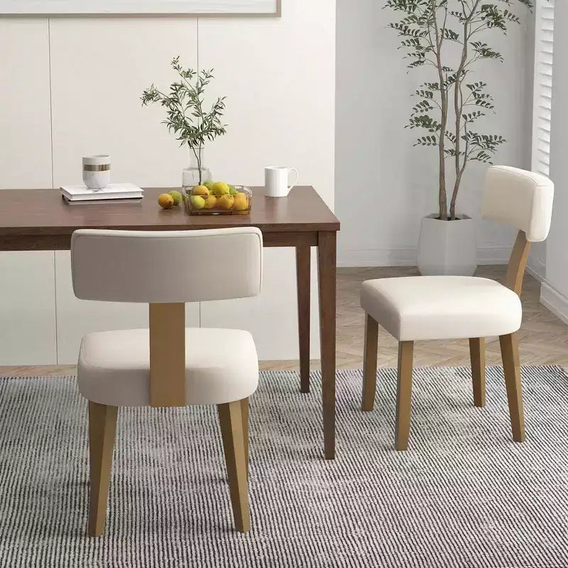 Costway Lot de 2/4 chaises de salle à manger sans accoudoirs avec dossiers incurvés et coussins d'assise rembourrés Beige