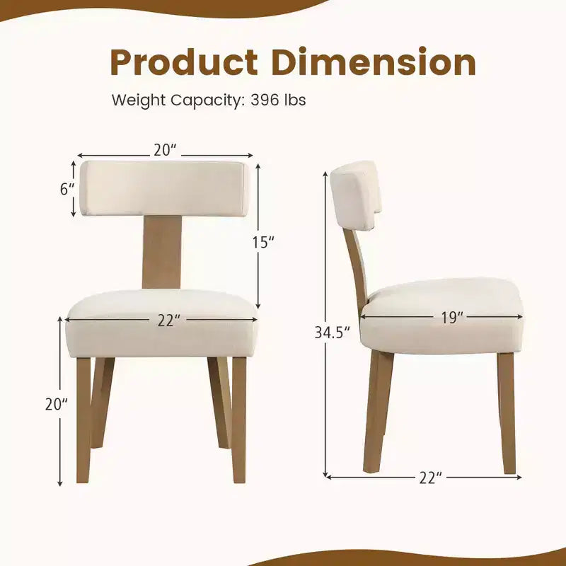 Costway Lot de 2/4 chaises de salle à manger sans accoudoirs avec dossiers incurvés et coussins d'assise rembourrés Beige