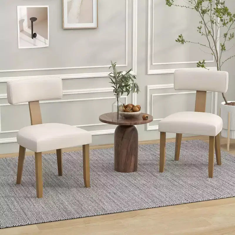Costway Lot de 2/4 chaises de salle à manger sans accoudoirs avec dossiers incurvés et coussins d'assise rembourrés Beige