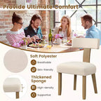Costway Lot de 2/4 chaises de salle à manger sans accoudoirs avec dossiers incurvés et coussins d'assise rembourrés Beige