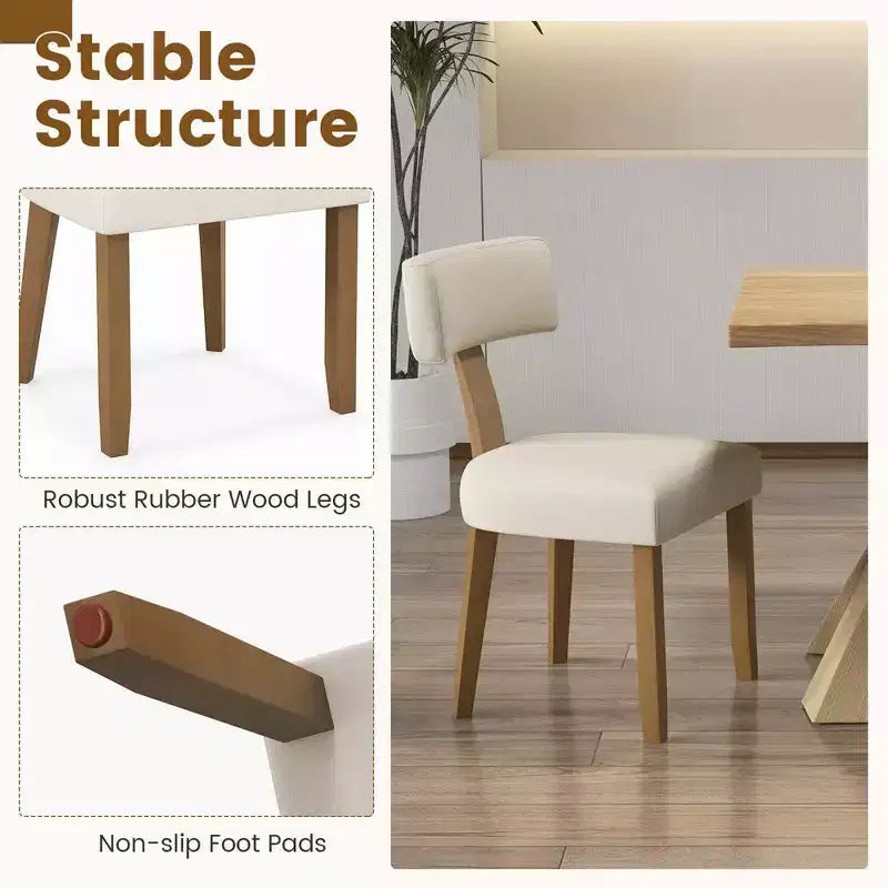 Costway Lot de 2/4 chaises de salle à manger sans accoudoirs avec dossiers incurvés et coussins d'assise rembourrés Beige