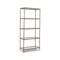 Signature Design by Ashley Ryandale 73 Bookcase, Antique Brass Finish Metal Frame with Clear Glass Shelves, Modern Industrial 5-Shelf Display