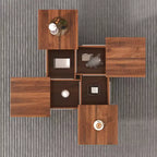 Table basse à plateau coulissant de 99,4 cm, table coulissante avec 4 compartiments de rangement, table basse carrée en placage de marbre de style ferme