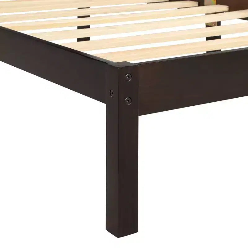 Cadre de lit plateforme simple avec tête de lit, support à lattes en bois de pin, pas besoin de sommier pour chambre à coucher