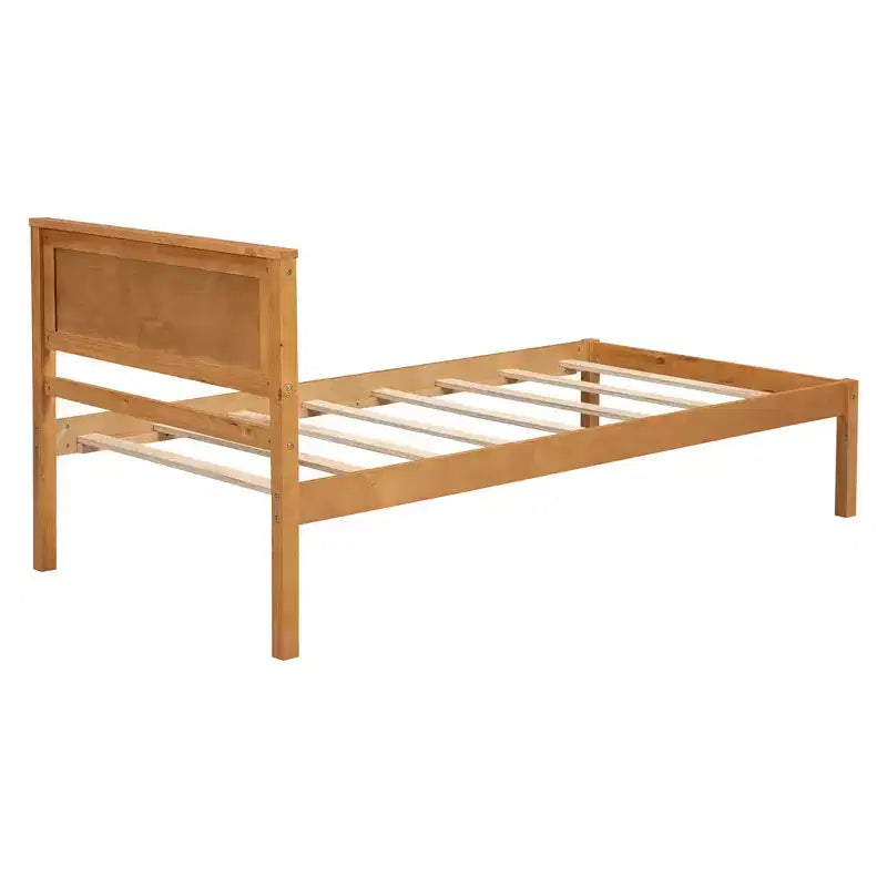 Cadre de lit plateforme simple avec tête de lit, support à lattes en bois de pin, pas besoin de sommier pour chambre à coucher