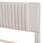 Cadre de lit plateforme en bois rembourré Queen/Full avec 2 tiroirs et 1 lit gigogne simple/simple XL Beige/Gris, 4L - ModernLuxe