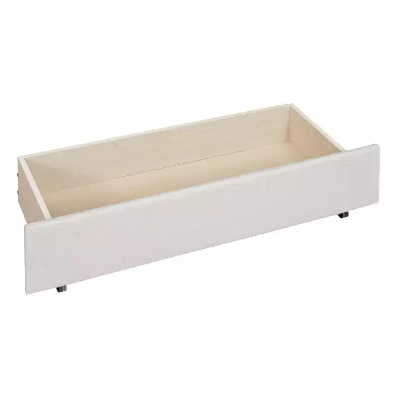 Cadre de lit plateforme en bois rembourré Queen/Full avec 2 tiroirs et 1 lit gigogne simple/simple XL Beige/Gris, 4L - ModernLuxe