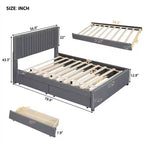 Cadre de lit plateforme en bois rembourré Queen/Full avec 2 tiroirs et 1 lit gigogne simple/simple XL Beige/Gris, 4L - ModernLuxe