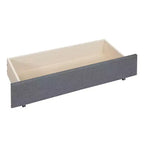 Cadre de lit plateforme en bois rembourré Queen/Full avec 2 tiroirs et 1 lit gigogne simple/simple XL Beige/Gris, 4L - ModernLuxe