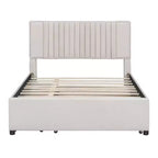Cadre de lit plateforme en bois rembourré Queen/Full avec 2 tiroirs et 1 lit gigogne simple/simple XL Beige/Gris, 4L - ModernLuxe