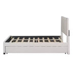 Cadre de lit plateforme en bois rembourré Queen/Full avec 2 tiroirs et 1 lit gigogne simple/simple XL Beige/Gris, 4L - ModernLuxe