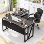 Bureau d'angle Lantine de 55 pouces avec tiroir et caisson, bureau d'ordinateur de direction pour bureau à domicile