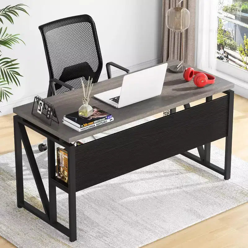 Bureau d'angle Lantine de 55 pouces avec tiroir et caisson, bureau d'ordinateur de direction pour bureau à domicile