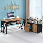 Bureau d'angle Lantine de 55 pouces avec tiroir et caisson, bureau d'ordinateur de direction pour bureau à domicile