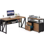 Bureau d'angle Lantine de 55 pouces avec tiroir et caisson, bureau d'ordinateur de direction pour bureau à domicile
