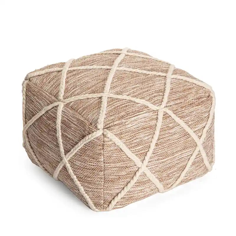 Jani Kirkwood Lake Pouf ottoman bleu 22 pouces - Repose-pieds fait main pour salon, chambre, chambre de bébé, chambre d'enfant