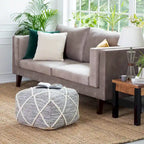 Jani Kirkwood Lake Pouf ottoman bleu 22 pouces - Repose-pieds fait main pour salon, chambre, chambre de bébé, chambre d'enfant