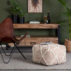 Jani Kirkwood Lake Pouf ottoman bleu 22 pouces - Repose-pieds fait main pour salon, chambre, chambre de bébé, chambre d'enfant
