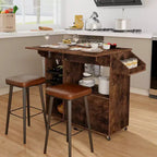 Costway Drop Leaf Kitchen Island Cart with Power Outlet Mobile Buffet Storage Cart with Microwave Shelf