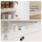 Costway Drop Leaf Kitchen Island Cart with Power Outlet Mobile Buffet Storage Cart with Microwave Shelf