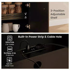 Costway Drop Leaf Kitchen Island Cart with Power Outlet Mobile Buffet Storage Cart with Microwave Shelf